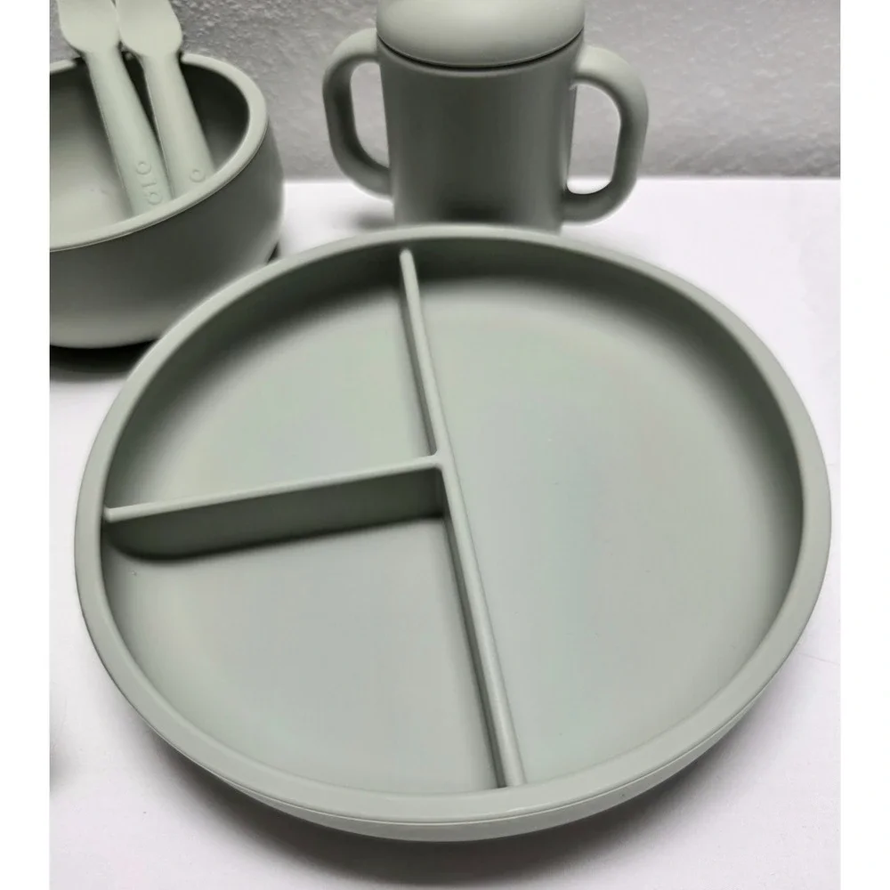 Lalo 6pc Silicone First Bites Full Kit Feeding Set - Sage